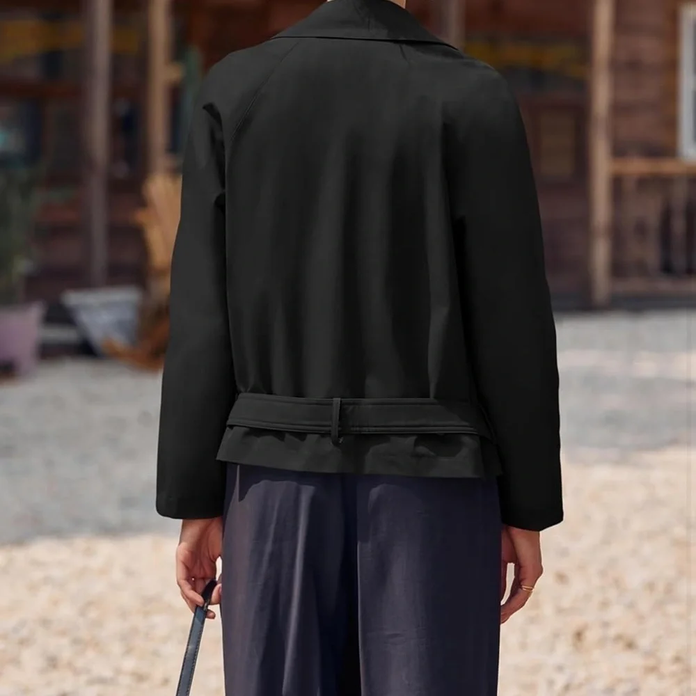 Trench Coat Dbl Breasted Cropped Casual Women’s Sz M Outerwear/W Belt OneDreamer